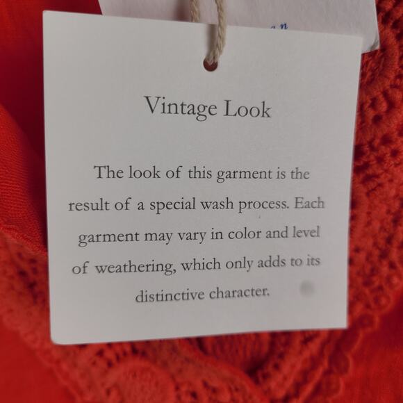 New Sigrid Olsen orange linen tunic top Size Large crocheted lace Lagenlook Boho - Picture 8 of 9
